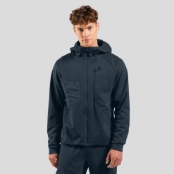 Kurtka Odlo ZEROWEIGHT WINDPROOF X WARM Jacket. Niebieskie kurtki męskie Odlo, na zimę, bez wzorów, sportowe, bez ramiączek, bez kaptura. Za 899.99 zł.