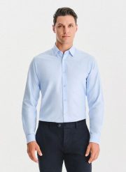 PAKO LORENTE - Niebieska bawełniana koszula. Niebieskie koszule męskie Pako Lorente, l, bez wzorów, z bawełny, bez kołnierzyka, bez ramiączek. Za 149.99 zł.