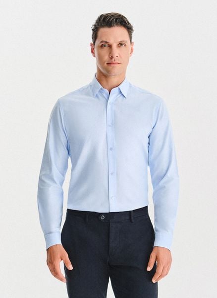 PAKO LORENTE - Niebieska bawełniana koszula. Niebieskie koszule męskie Pako Lorente, l, bez wzorów, z bawełny, bez kołnierzyka, bez ramiączek. Za 119.99 zł.