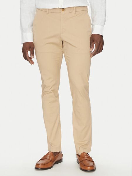 Michael Kors Chinosy CS4301KDR2 Beżowy Slim Fit. Brązowe eleganckie spodnie męskie Michael Kors, bez wzorów, z bawełny. Za 269.99 zł.