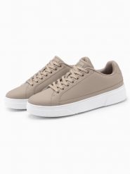 Męskie buty sneakersy z ekoskóry na grubej podeszwie – popielate V1 - Rozmiar: 43. Szare buty sportowe na co dzień męskie Ombre Clothing, m, bez wzorów, z dzianiny, wizytowe, bez ramiączek, bez kaptura. W wyprzedaży za 109.99 zł.