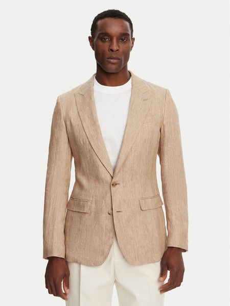 Dolce&Gabbana Marynarka G2NW0T FU4L0 Beżowy Regular Fit. Brązowe marynarki męskie Dolce&Gabbana, l, bez wzorów, ze lnu. Za 7,149.00 zł.