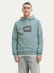 Jack & Jones Bluza Jjrain Sweat Hood 12288098 Turkusowy Regular Fit. Niebieskie bluzy nierozpinane męskie Jack & Jones, m, bez wzorów, z bawełny, bez ramiączek, bez kaptura. Za 159.99 zł.