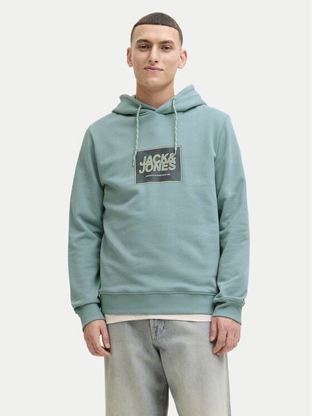 Jack & Jones Bluza Jjrain Sweat Hood 12288098 Turkusowy Regular Fit. Niebieskie bluzy nierozpinane męskie Jack & Jones, m, bez wzorów, z bawełny, bez ramiączek, bez kaptura. Za 159.99 zł.