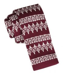 Krawat Knit (Dzianinowy) - Wzór Norweski - Świąteczny - Alties - Czerwony. Czerwone krawaty i muchy męskie Alties, bez wzorów, z dzianiny, sportowe. Za 55.00 zł.