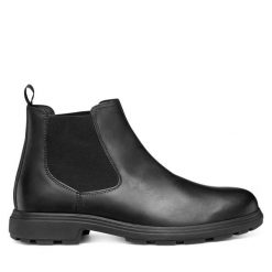 Sztyblety Geox. Czarne sztyblety męskie Geox, bez obcasa, bez zapięcia. Za 439.99 zł.