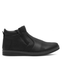Botki Lanetti. Czarne sztyblety męskie Lanetti, bez obcasa, bez zapięcia. Za 159.99 zł.