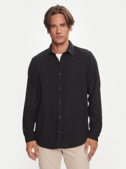 Jack & Jones Koszula Joshua 12258429 Czarny Slim Fit. Czarne koszule męskie Jack & Jones, m, bez wzorów, z bawełny, bez kołnierzyka, bez ramiączek. Za 89.99 zł.