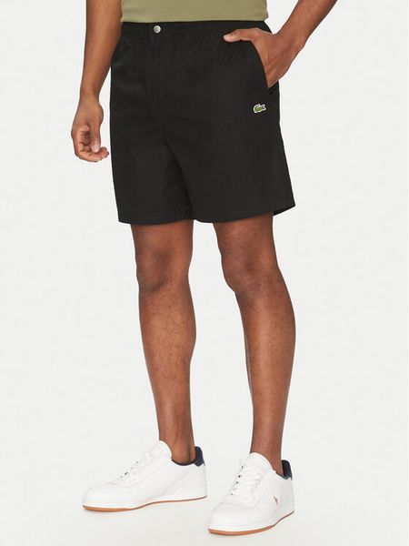 Lacoste Szorty materiałowe GH7220 Czarny Relaxed Fit. Czarne szorty męskie Lacoste, bez wzorów, z bawełny. Za 419.99 zł.
