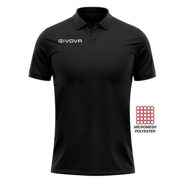 Polo z kieszonką w siateczkę Givova. Czarne koszulki polo męskie Givova, bez wzorów, z dzianiny, sportowe, bez kołnierzyka, bez ramiączek. Za 46.33 zł.