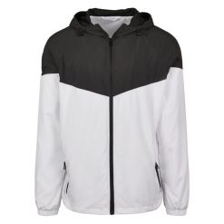 Dwukolorowa Kurtka Windrunner Unisex Dla Dorosłych. Białe kurtki męskie BUILD YOUR BRAND, s, bez wzorów, sportowe, bez ramiączek, bez kaptura. Za 195.99 zł.
