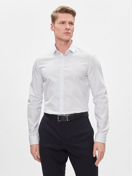 Calvin Klein Koszula K10K112311 Biały Slim Fit. Białe koszule męskie Calvin Klein, m, bez wzorów, z bawełny, bez kołnierzyka, bez ramiączek. Za 209.99 zł.