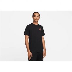 Koszulka sportowa męska Nike Air Jordan Flight Essentials. Czarne t-shirty sportowe męskie Nike, m, bez wzorów, z bawełny, sportowe, bez ramiączek. Za 239.99 zł.