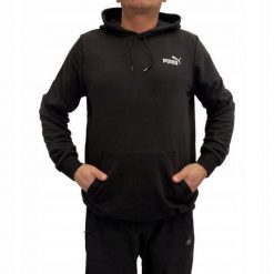 Bluza Z Kapturem Męska Logo Essentials. Czarne bluzy nierozpinane męskie Puma, m, bez wzorów, bez ramiączek, z kapturem. Za 170.99 zł.