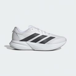 Buty Duramo Speed 2 Running. Białe buty do biegania męskie ADIDAS, bez wzorów, z materiału, bez zapięcia, do biegania. Za 374.60 zł.