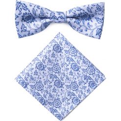 Mucha z poszetką MUN0001304. Niebieskie krawaty i muchy męskie marki Giacomo Conti, bez wzorów, z mikrofibry, eleganckie. Za 69.00 zł.