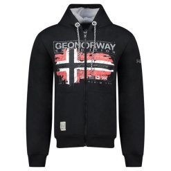Bluza męska Geographical Norway GRUSTY BLACK DB MEN 100 z kapturem, czarna. Czarne bluzy z kapturem męskie Geographical Norway, m, bez wzorów, z bawełny, z kapturem. Za 169.00 zł.