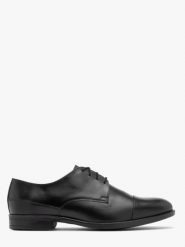 Czarne półbuty z ozdobnym noskiem. Czarne eleganckie półbuty męskie Ryłko, ze skóry, bez obcasa, bez zapięcia. W wyprzedaży za 399.99 zł.