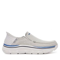Półbuty Skechers. Szare codzienne półbuty męskie Skechers, bez wzorów, bez obcasa, bez zapięcia. Za 259.99 zł.