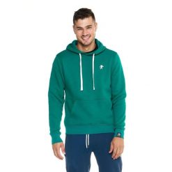 Męska bluza z kapturem Leone, miękka basic. Zielone bluzy nierozpinane męskie LEONE 1947 APPAREL, l, bez wzorów, z tkaniny, sportowe, bez ramiączek, z kapturem. W wyprzedaży za 182.75 zł.