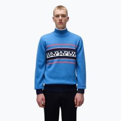 Sweter męski Napapijri D-Sardona. Niebieskie swetry męskie Napapijri, bez wzorów, sportowe, bez kołnierzyka, bez ramiączek. Za 559.99 zł.