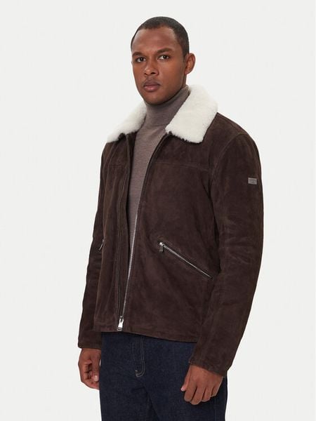 JOOP! Jeans Kurtka skórzana Byer 2620066 Brązowy Regular Fit. Brązowe kurtki męskie JOOP! Jeans, m, bez wzorów, z jeansu, bez ramiączek, bez kaptura. Za 1,859.00 zł.