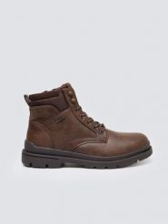 Trapery męskie ze skóry naturalnej brązowe SS174124 803. Brązowe buty zimowe męskie Big Star, bez wzorów, z materiału, eleganckie, z okrągłym noskiem, bez obcasa, bez zapięcia. Za 349.99 zł.