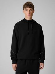 4F Bluza dresowa regular z kapturem męska - czarna 3XL. Czarne bluzy z kapturem męskie 4f, m, bez wzorów, z dresówki, z kapturem. Za 199.99 zł.