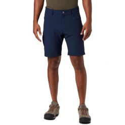 Szorty męskie Columbia Outdoor Elements 5 Pkt. Niebieskie szorty sportowe męskie Columbia, bez wzorów, z elastanu, sportowe. W wyprzedaży za 224.75 zł.