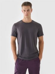 4F Koszulka treningowa regular szybkoschnąca męska - szara 3XL. Szare t-shirty męskie 4f, m, bez wzorów, z dzianiny, bez kołnierzyka, bez ramiączek. W wyprzedaży za 79.99 zł.