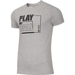 T-shirt męski TSM004 - chłodny jasny szary melanż. Szare t-shirty męskie 4f, m, bez wzorów, bez kołnierzyka, bez ramiączek. W wyprzedaży za 29.99 zł.