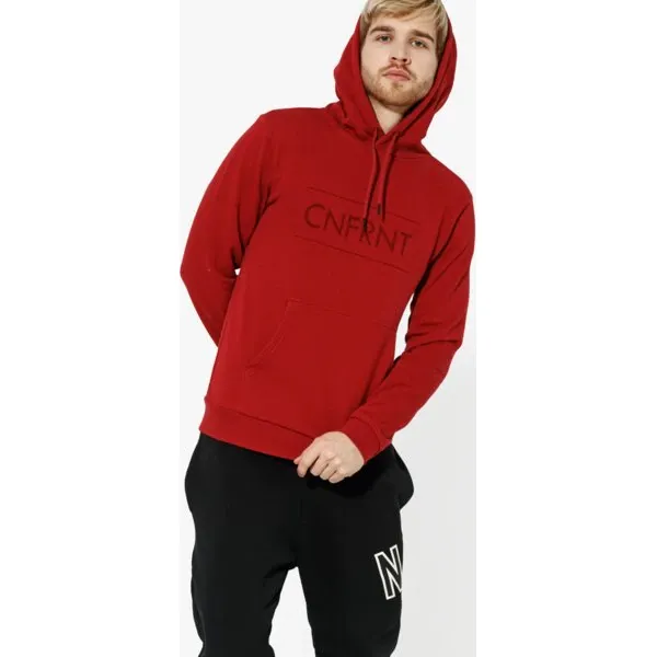 Confront Bluza Big Logo Hoodie , czerwony, rozmiar M. Czerwone bluzy nierozpinane męskie Confront, m, z aplikacjami, z bawełny, sportowe, bez ramiączek, bez kaptura. W wyprzedaży za 69.99 zł.
