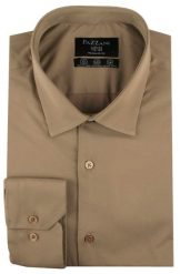 Jednokolorowa, Bawełniana Koszula o Prostym Kroju - Brązowa. Brązowe koszule męskie Pazzani, bez wzorów, z bawełny, bez kołnierzyka, bez ramiączek. Za 169.00 zł.