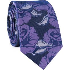 Krawat jedwabny KWFR000306. Fioletowe krawaty i muchy męskie Giacomo Conti, w kwiaty, z jedwabiu, eleganckie. Za 129.00 zł.