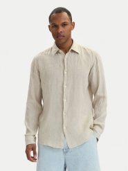 BOSS Koszula Relegant 50567579 Beżowy Regular Fit. Brązowe koszule męskie Boss, m, bez wzorów, ze lnu, bez kołnierzyka, bez ramiączek. Za 499.99 zł.