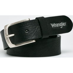 Wrangler - Pasek skórzany. Czarne paski męskie Wrangler, w paski, z materiału. Za 189.90 zł.