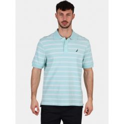 Koszulka polo męska Nautica Klaus. Niebieskie koszulki polo męskie Nautica, m, bez wzorów, klasyczne, bez kołnierzyka, bez ramiączek. Za 389.00 zł.