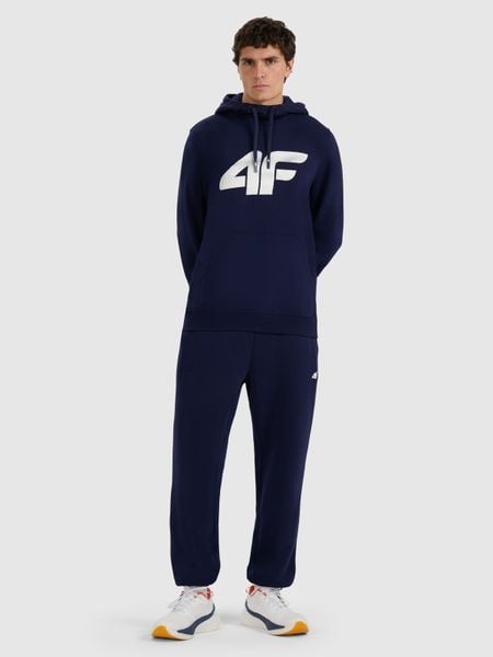 4F Spodnie dresowe joggery męskie - granatowe L. Niebieskie spodnie dresowe męskie 4f, bez wzorów, z bawełny. Za 149.99 zł.