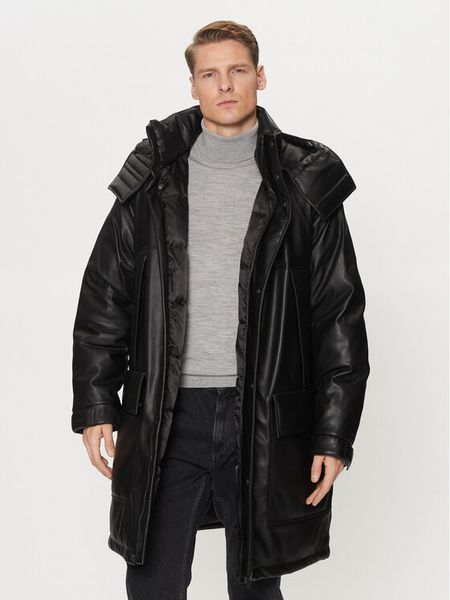 HUGO Kurtka z imitacji skóry Misian2441 50522494 Czarny Relaxed Fit. Czarne kurtki męskie Hugo, l, bez wzorów, ze skóry, bez ramiączek, bez kaptura. Za 1,749.00 zł.