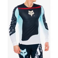 Bluza rowerowa męska Fox Flexair LS Jersey Elevated. Niebieskie bluzy nierozpinane męskie FOX, m, bez wzorów, z jersey, sportowe, bez ramiączek, bez kaptura. Za 266.99 zł.