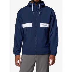 Kurtka przeciwwiatrowa Columbia Spire Valley Hooded Windbreaker. Niebieskie kurtki męskie Columbia, bez wzorów, z softshellu, sportowe, bez ramiączek, bez kaptura. Za 299.19 zł.