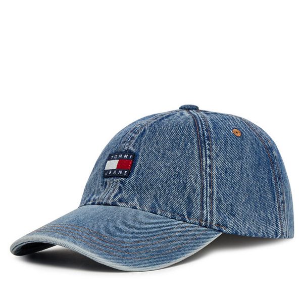 Czapka z daszkiem Tommy Jeans. Niebieskie czapki męskie Tommy Jeans, bez wzorów, z jeansu. Za 109.99 zł.