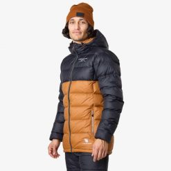 Męska kurtka puchowa do turystyki wiatroszczelna oddychająca Östersund 2.0. Brązowe kurtki męskie SWEDEMOUNT, m, bez wzorów, z puchu, sportowe, bez ramiączek, bez kaptura. Za 746.00 zł.