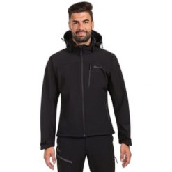 Męska kurtka softshell Kilpi ONTAVIO-M. Czarne kurtki męskie Kilpi, m, bez wzorów, z softshellu, bez kaptura, trekkingowe. Za 422.05 zł.