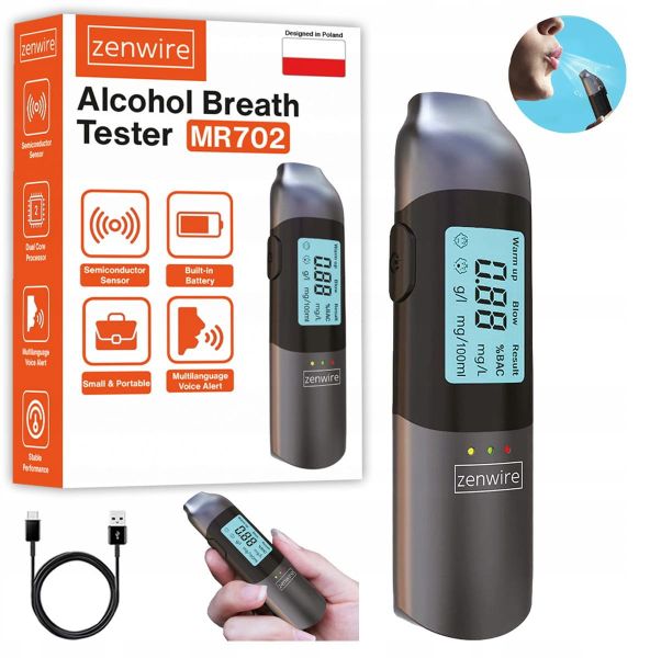 Alkomat Policyjny Bezustnikowy Profesjonalny Bez Ustnika Akumulator USB-C. Alkomaty Zenwire. Za 49.99 zł.