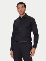 BOSS Koszula H-Hank 50490934 Czarny Slim Fit. Czarne koszule męskie Boss, m, bez wzorów, z bawełny, bez kołnierzyka, bez ramiączek. Za 359.99 zł.