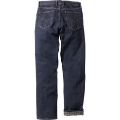 Dżinsy ocieplane "CLASSIC FIT" bonprix ciemnoniebieski. Niebieskie jeansy męskie bonprix, bez wzorów, z jeansu, z podwyższonym stanem. Za 124.99 zł.