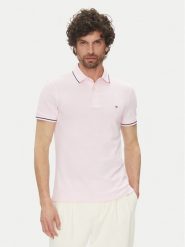 Tommy Hilfiger Polo MW0MW39993 Różowy Slim Fit. Czerwone koszulki polo męskie Tommy Hilfiger, m, bez wzorów, z bawełny, bez kołnierzyka, bez ramiączek. Za 369.99 zł.