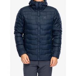 Kurtka puchowa męska Haglofs ROC Flash Down Hood. Niebieskie kurtki męskie Haglöfs, m, bez wzorów, z puchu, sportowe, bez ramiączek, bez kaptura. Za 863.99 zł.