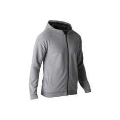 Bluza na zamek z kapturem Gym & Pilates 500 męska. Szare bluzy z kapturem męskie DOMYOS, z bawełny. Za 69.99 zł.